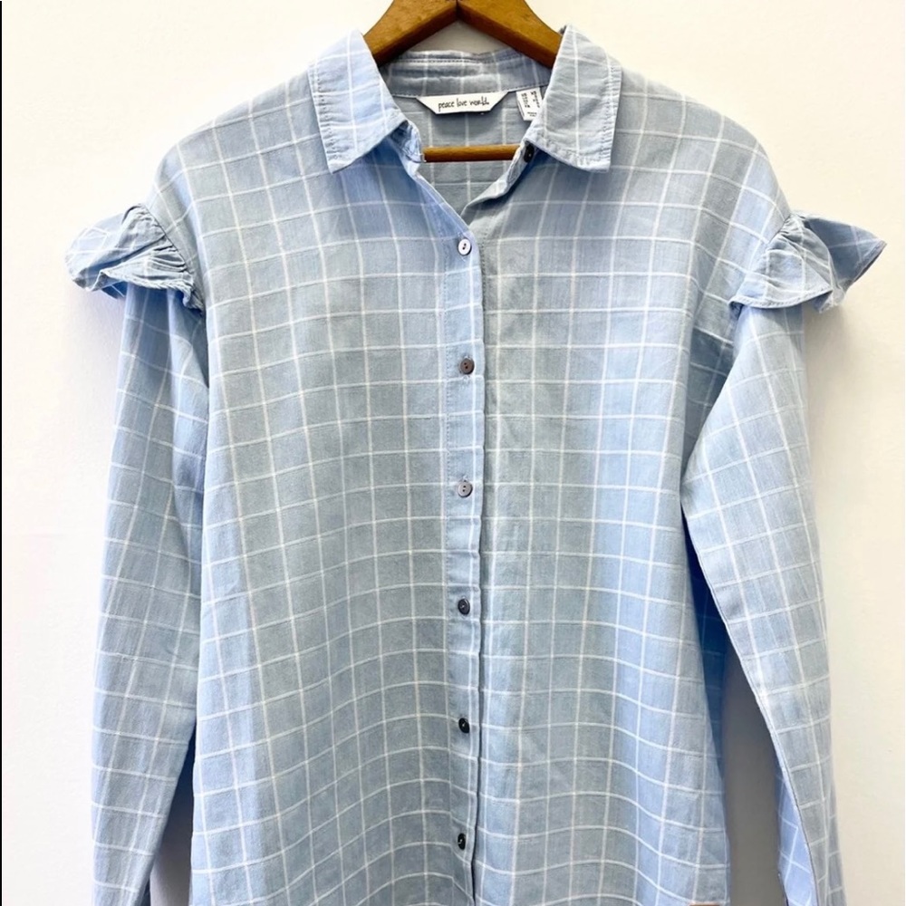 PEACE LOVE WORLD Ruffle Shirt